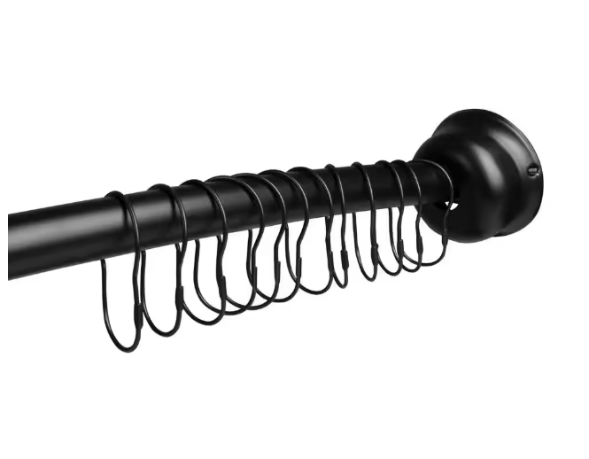 Utopia Alley 45 in. to 72 in. Aluminum Rustproof Fixed Mount Single Curved Shower Rod, Black