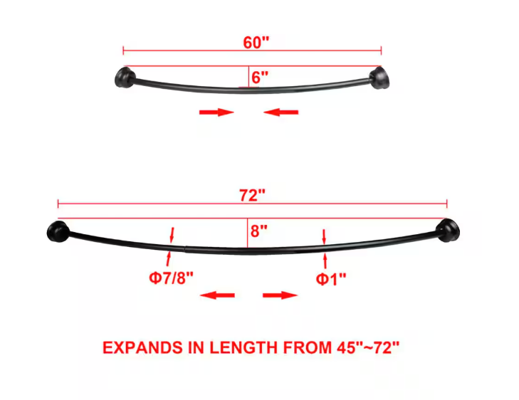 Utopia Alley 45 in. to 72 in. Aluminum Rustproof Fixed Mount Single Curved Shower Rod, Black