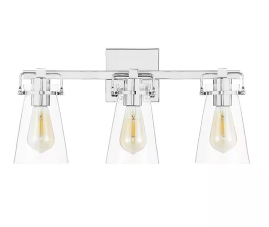 Home Decorators Collection Stonedale 20 in. 3-Light Chrome Vanity Light