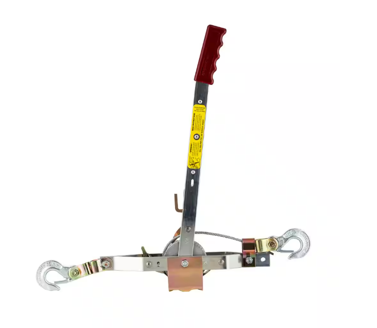 Maasdam 2,000 lb. 1-Ton Capacity 12 ft. Max Lift 15:1 Leverage Winch Puller Come Along Tool with 12 ft. of Cable Included