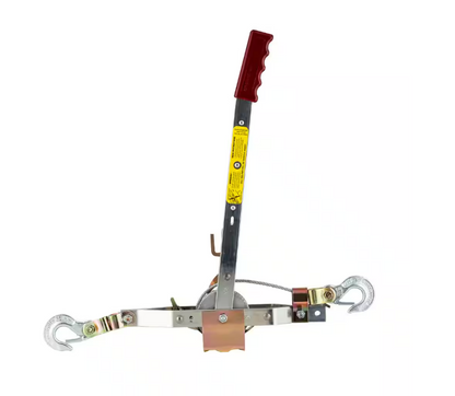 Maasdam 2,000 lb. 1-Ton Capacity 12 ft. Max Lift 15:1 Leverage Winch Puller Come Along Tool with 12 ft. of Cable Included