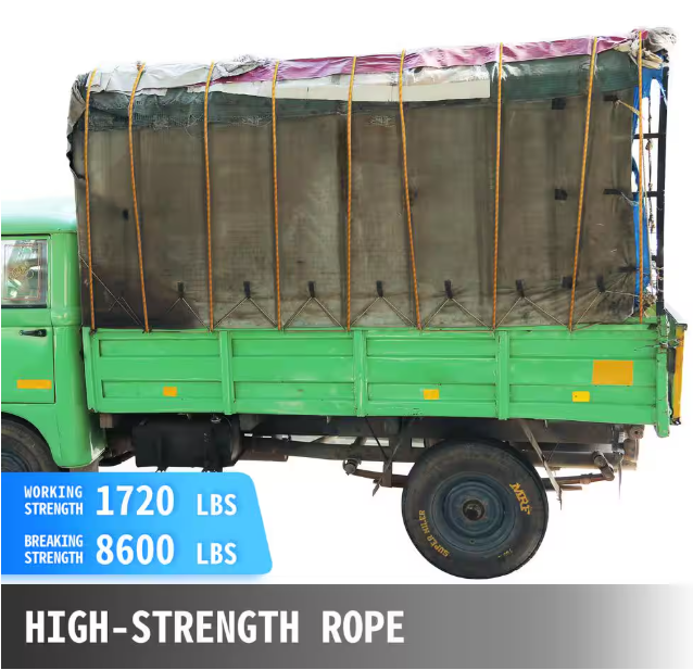 VEVOR 9/16 in. Double Braid Polyester Rope 200 ft. Nylon Pulling Rope 8600 lbs. Breaking Strength Polyester Load Sailing Rope