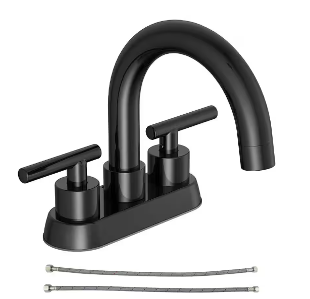 Cartway 4 in. Centerset 2-Handle High-Arc Bathroom Faucet in Matte Black