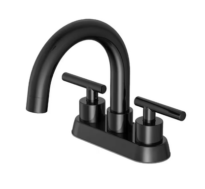 Cartway 4 in. Centerset 2-Handle High-Arc Bathroom Faucet in Matte Black