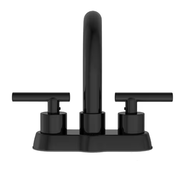 Cartway 4 in. Centerset 2-Handle High-Arc Bathroom Faucet in Matte Black