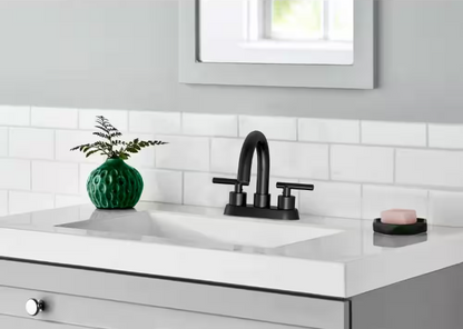 Cartway 4 in. Centerset 2-Handle High-Arc Bathroom Faucet in Matte Black
