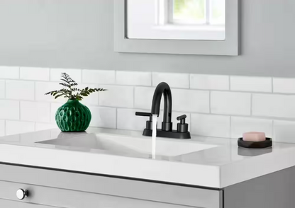 Cartway 4 in. Centerset 2-Handle High-Arc Bathroom Faucet in Matte Black