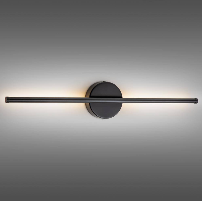 RRTYO Byers 23.6 in. 1-Light Black Linear Dimmable Wall Sconce 3000K Warm Light LED Bathroom Vanity Light with Round Backplate