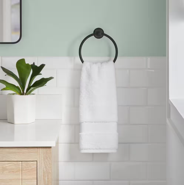 Glacier Bay Melina 4-Piece Bath Hardware Set with 24 in. Towel Bar, TP Holder, Towel Ring and Robe Hook in Matte Black