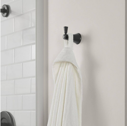 Glacier Bay Melina 4-Piece Bath Hardware Set with 24 in. Towel Bar, TP Holder, Towel Ring and Robe Hook in Matte Black