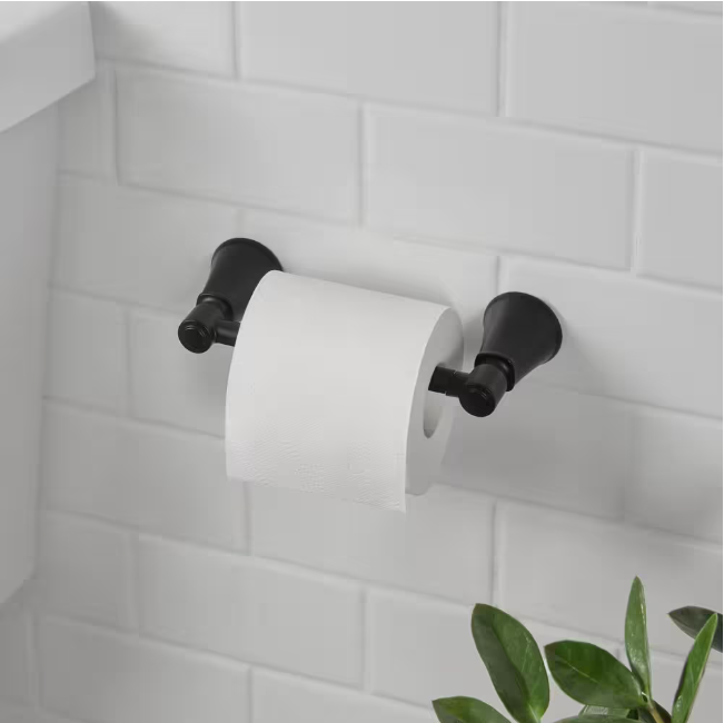 Glacier Bay Melina 4-Piece Bath Hardware Set with 24 in. Towel Bar, TP Holder, Towel Ring and Robe Hook in Matte Black