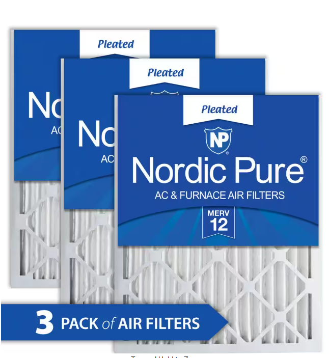 Nordic Pure 16 in. x 20 in. x 2 in. Allergen Pleated MERV 12 Air Filter (3-Pack)