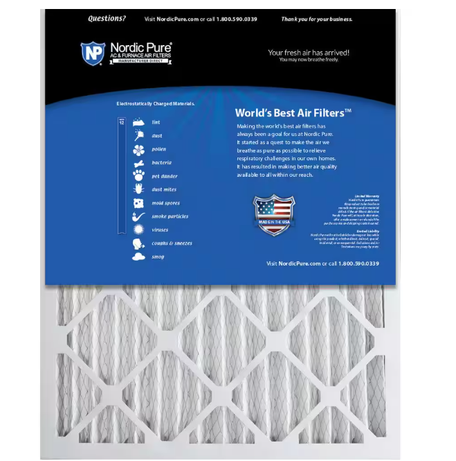 Nordic Pure 16 in. x 20 in. x 2 in. Allergen Pleated MERV 12 Air Filter (3-Pack)