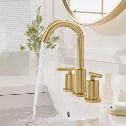 Phiestina Brushed Gold Widespread 8 in. 2-Handle Bathroom Faucet 3-Hole