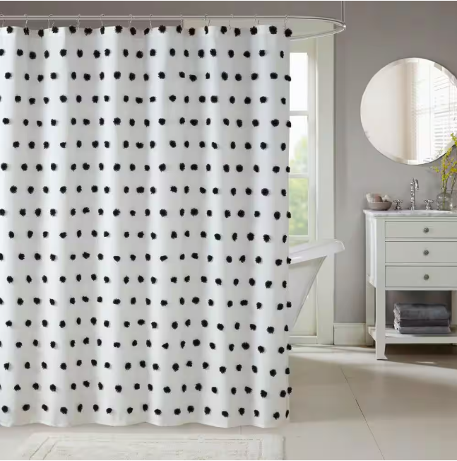 Madison Park Lauren Black 72 in. x 72 in. Shower Curtain