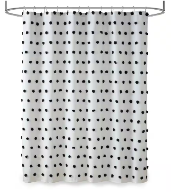 Madison Park Lauren Black 72 in. x 72 in. Shower Curtain