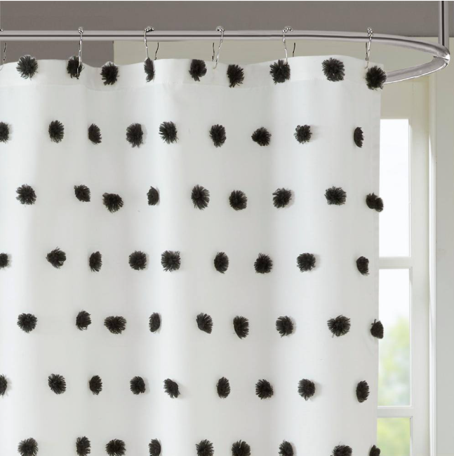 Madison Park Lauren Black 72 in. x 72 in. Shower Curtain