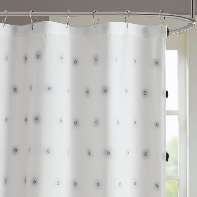 Madison Park Lauren Black 72 in. x 72 in. Shower Curtain