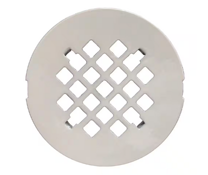 JONES STEPHENS 4-1/4 in. Round Replacement Snap-In Strainer in White for No Caulk Fiberglass Shower Stall Drains