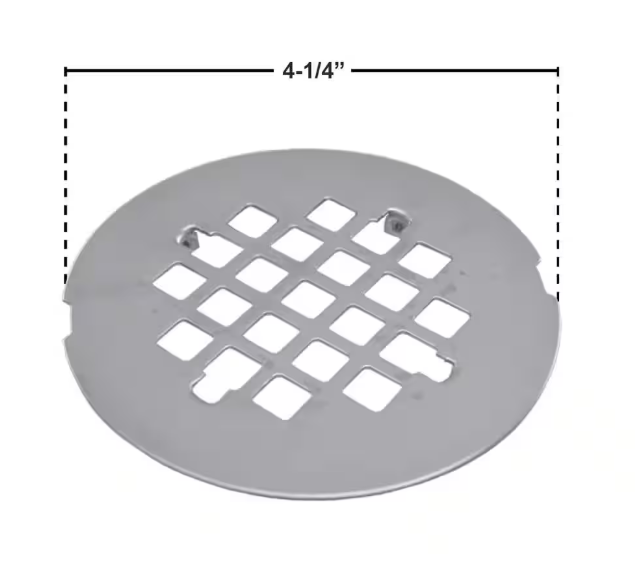 JONES STEPHENS 4-1/4 in. Round Replacement Snap-In Strainer in White for No Caulk Fiberglass Shower Stall Drains