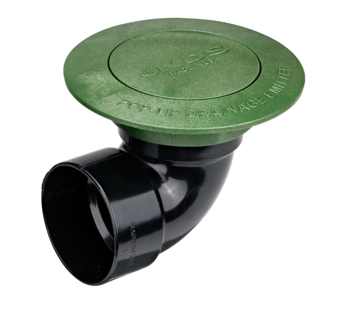 NDS Pop-Up Drainage Emitter with Elbow for 3 in. Drain Pipes, Green Plastic