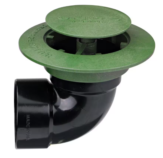 NDS Pop-Up Drainage Emitter with Elbow for 3 in. Drain Pipes, Green Plastic