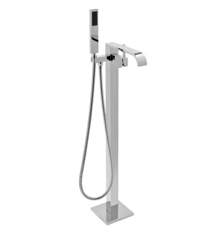 AKDY 1-Handle Freestanding Floor Mount Roman Tub Faucet Bathtub Filler with Hand Shower in Chrome