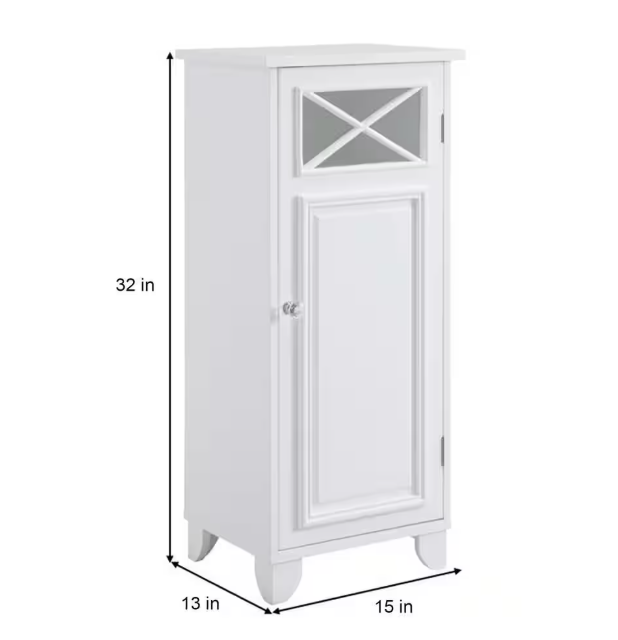 Teamson Home Dawson 15 in. W x 32 in. H x 13 in. D Freestanding Slim Floor Storage Cabinet, White