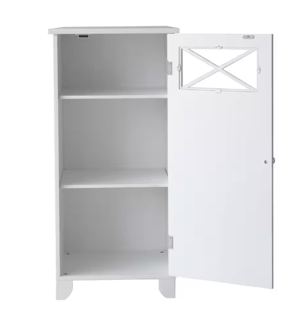 Teamson Home Dawson 15 in. W x 32 in. H x 13 in. D Freestanding Slim Floor Storage Cabinet, White