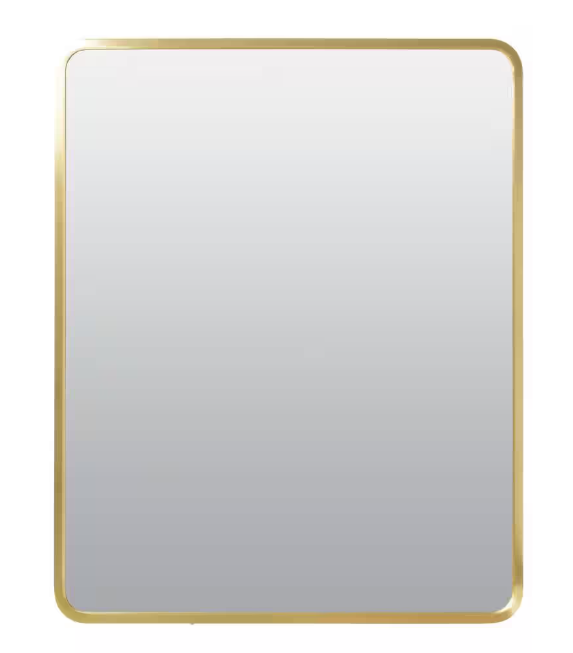 Glacier Bay 24 in. W x 30 in. H Rounded Corner Rectangular Brushed Gold Medicine Cabinet with Mirror