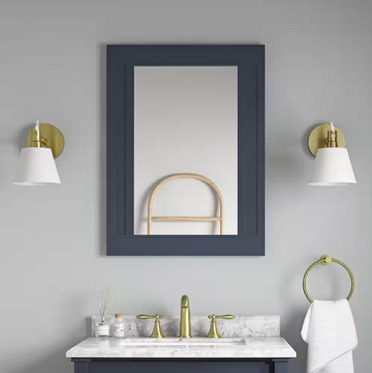 Home Decorators Collection Aberdeen 24 in. W x 32 in. H Rectangular Framed Wall Mount Bathroom Vanity Mirror in Midnight Blue