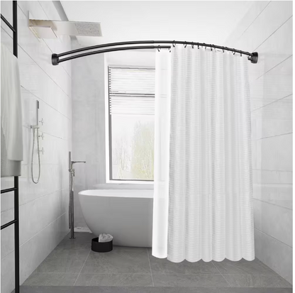 Utopia Alley 72 in. Rustproof Wall Mounted Aluminum Double Curved Shower Curtain Rod, Adjustable from 45 in. to 72 in., Black