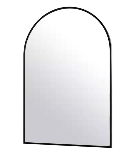 GLSLAND 24.1 in. W x 35.8 in. H Arch Metal Framed Wall Bathroom Vanity Mirror Black