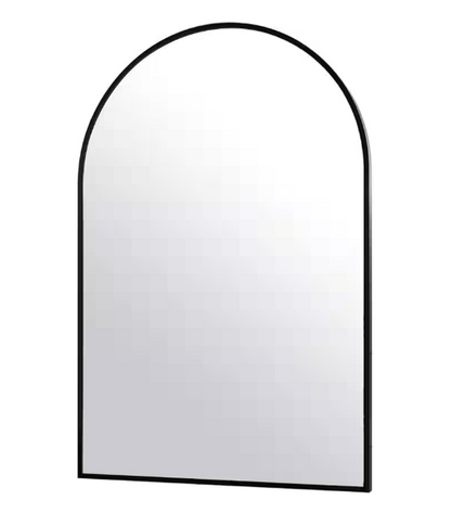 GLSLAND 24.1 in. W x 35.8 in. H Arch Metal Framed Wall Bathroom Vanity Mirror Black