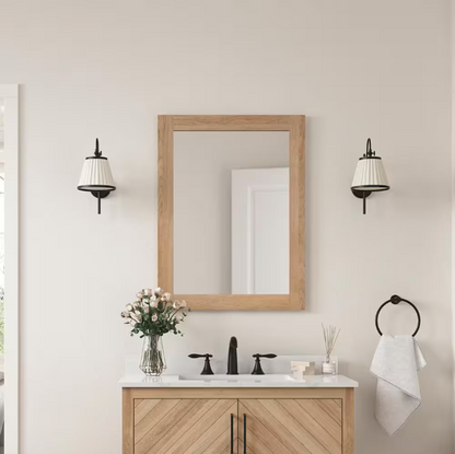 Glacier Bay Huckleberry 24 in. W x 32 in. H Rectangular Framed Wall Mount Bathroom Vanity Mirror in Weathered Tan
