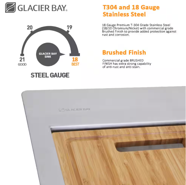 Glacier Bay Zero Radius 30 in. Apron-Front Single Bowl 18 Gauge Stainless Steel Kitchen Sink with Accessories
