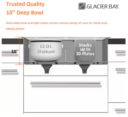 Glacier Bay Zero Radius 30 in. Apron-Front Single Bowl 18 Gauge Stainless Steel Kitchen Sink with Accessories