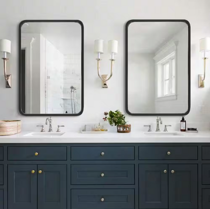 ELLO&ALLO 30 in. W x 36 in. H Rectangular Aluminum Framed Wall Mount Bathroom Vanity Mirror in Black