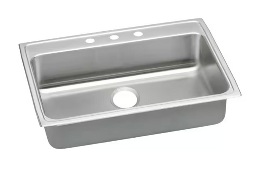 Elkay Lustertone 31 in. Drop-in Single Bowl 18-Gauge Stainless Steel Kitchen ADA Sink Only