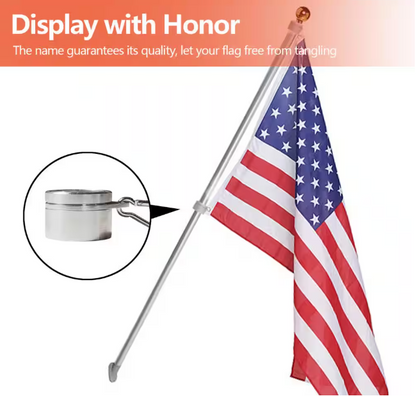 ANLEY 1.26 in. Dia Flag Pole Silver Aluminum Mounting Rings 360-Degree Anti Wrap with Carabiner (2-Pack)