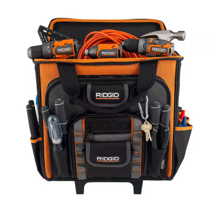 RIDGID 17 in. 64 Pocket Professional Grade Rolling Tool Bag