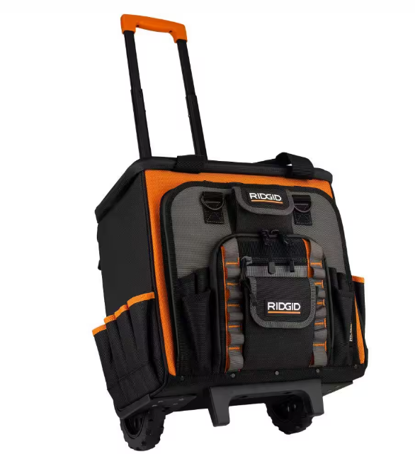 RIDGID 17 in. 64 Pocket Professional Grade Rolling Tool Bag