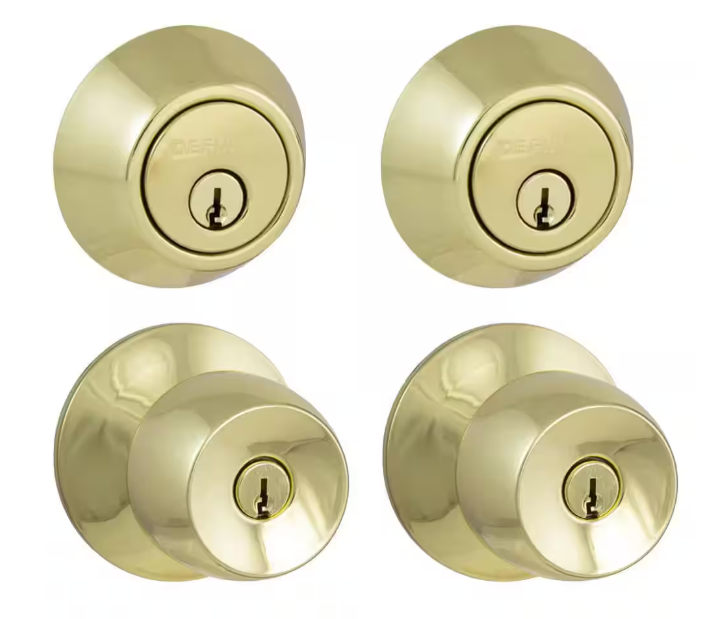 Defiant Brandywine Polished Brass Single Cylinder Keyed Entry Project Pack
