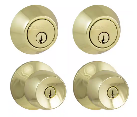 Defiant Brandywine Polished Brass Single Cylinder Keyed Entry Project Pack