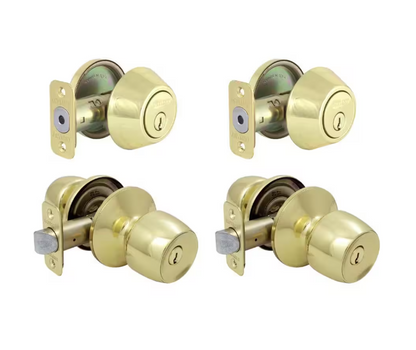 Defiant Brandywine Polished Brass Single Cylinder Keyed Entry Project Pack