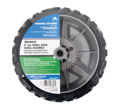 Arnold 8 in. x 1.75 in. All-Wheel Drive Wheel Assembly for Walk-Behind Mowers Replaces OEM 580365301 and 5913198101