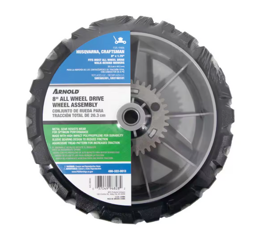 Arnold 8 in. x 1.75 in. All-Wheel Drive Wheel Assembly for Walk-Behind Mowers Replaces OEM 580365301 and 5913198101