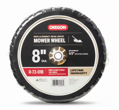 Oregon 8" Rear Wheel for Walk-behind Mowers, Fits Toro 22" RWD Recycler models (R-72-018)