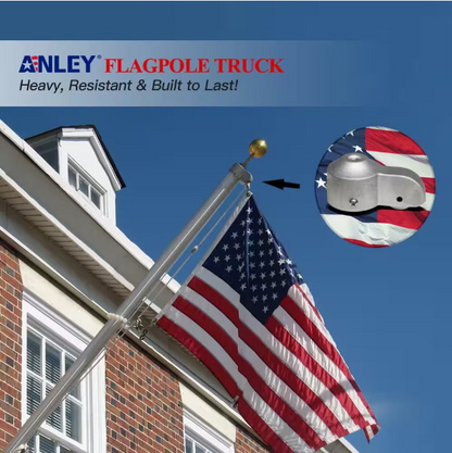 ANLEY 2 in. x 4.3 in. Sliver Cast Aluminum Standard US Accessories Flag Pole Truck with Nylon Heavy-Duty Pulley