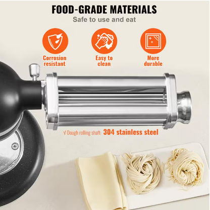 VEVOR Stainless Steel Pasta Roller Cutter Attachment KitchenAid Stand Mixer 8 Adjustable Thickness Knob Pasta Maker (1-Pieces)